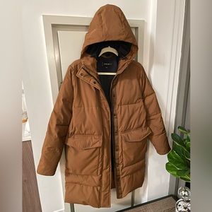 Everlane ReNew Long Puffer Winter Coat, Chestnut Color, XXS